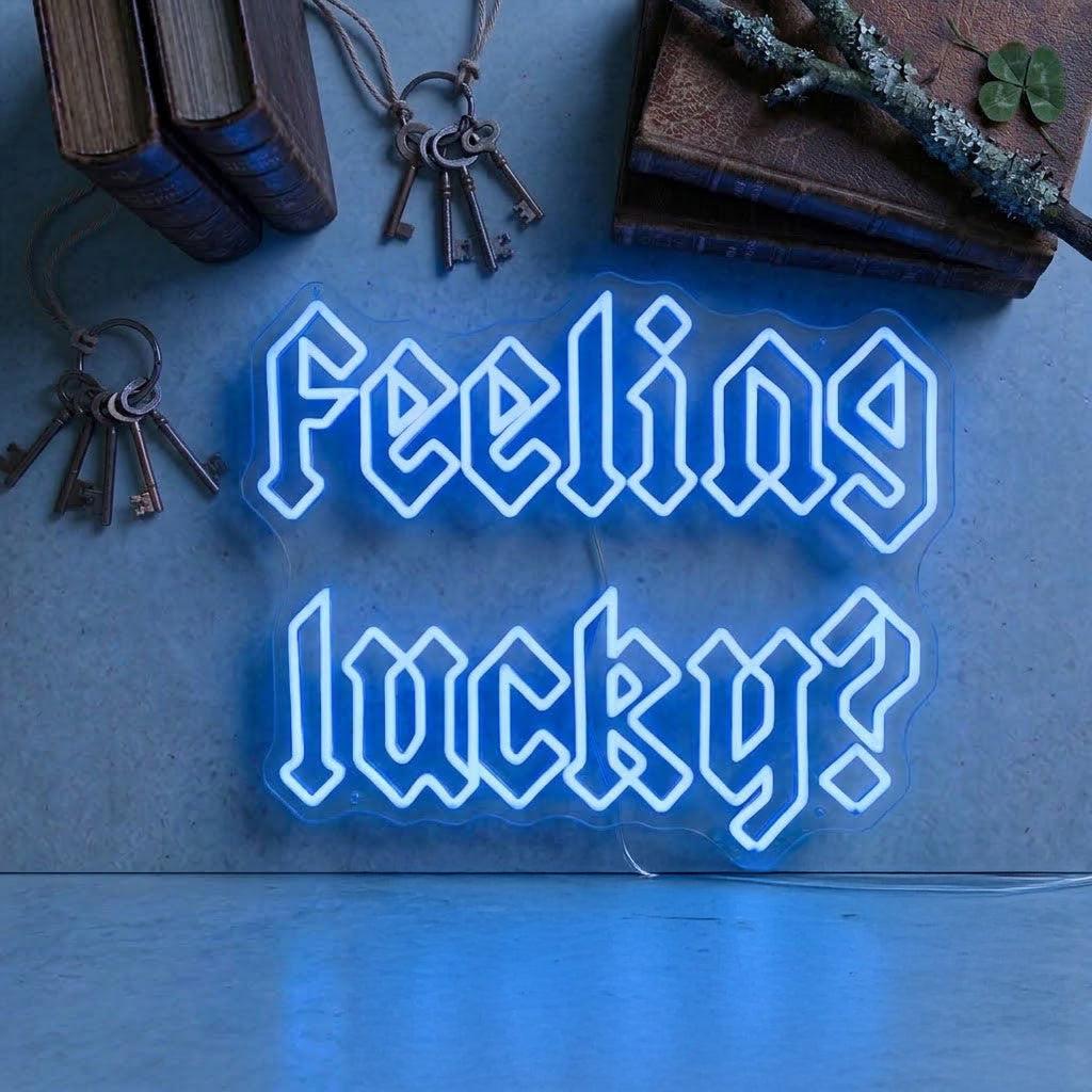 Feeling Lucky LED Neon Sign for Man Cave, Game Room & Bar Wall Decor