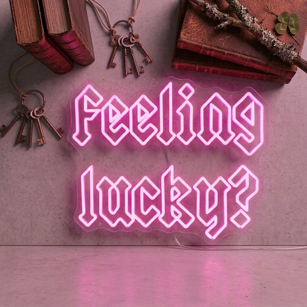 Feeling Lucky LED Neon Sign for Man Cave, Game Room & Bar Wall Decor