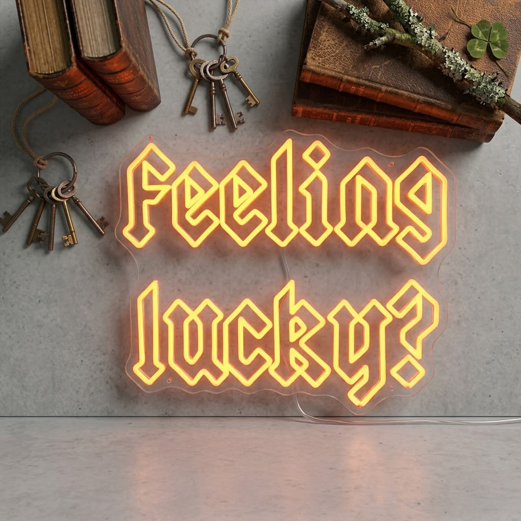 Feeling Lucky LED Neon Sign for Man Cave, Game Room & Bar Wall Decor