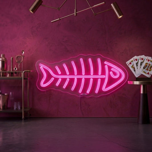 Fish Bone LED Neon Sign for Kitchen, Bar & Funny Wall Decor