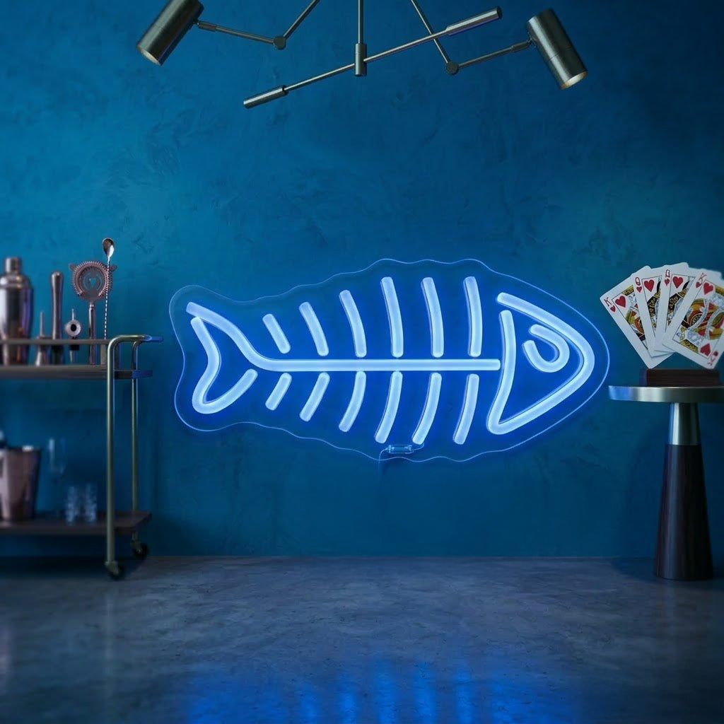 Fish Bone LED Neon Sign for Kitchen, Bar & Funny Wall Decor