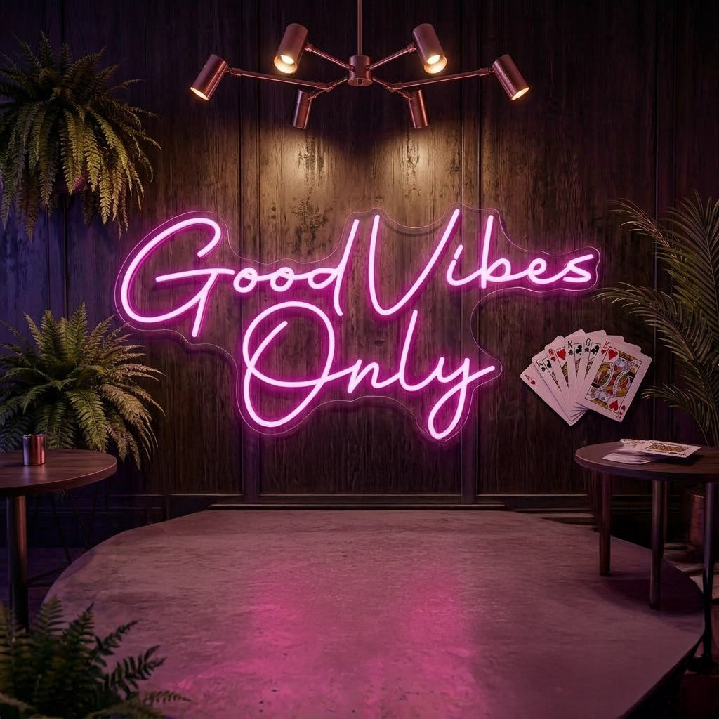 Good Vibes Only LED Neon Sign for Bedroom, Bar & Room Decor