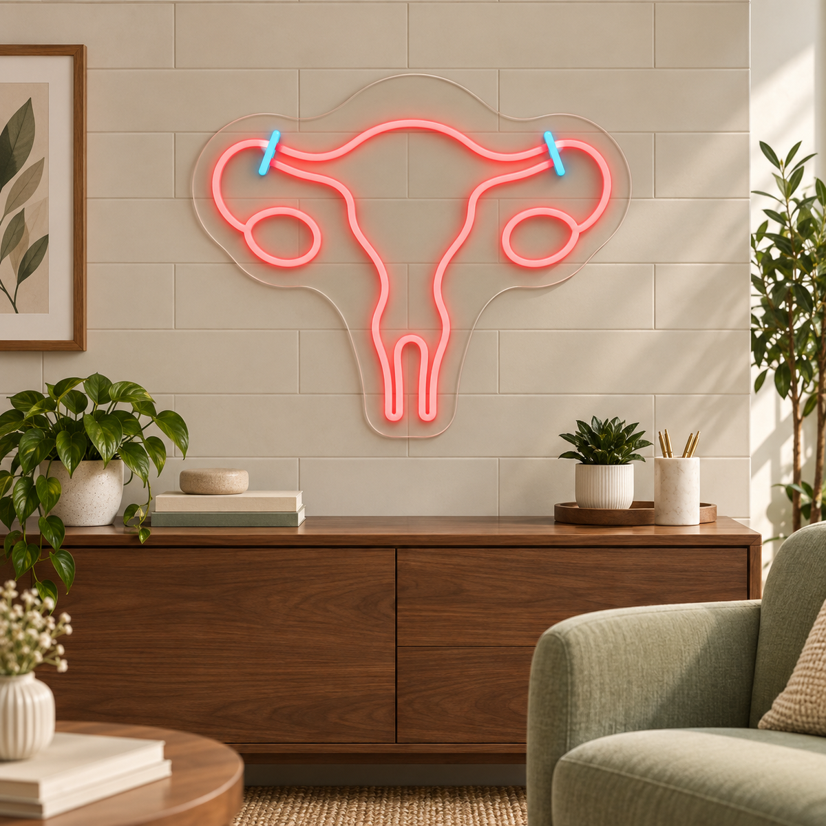 Uterus LED Neon Sign for Family Planning Clinics - interior setting
