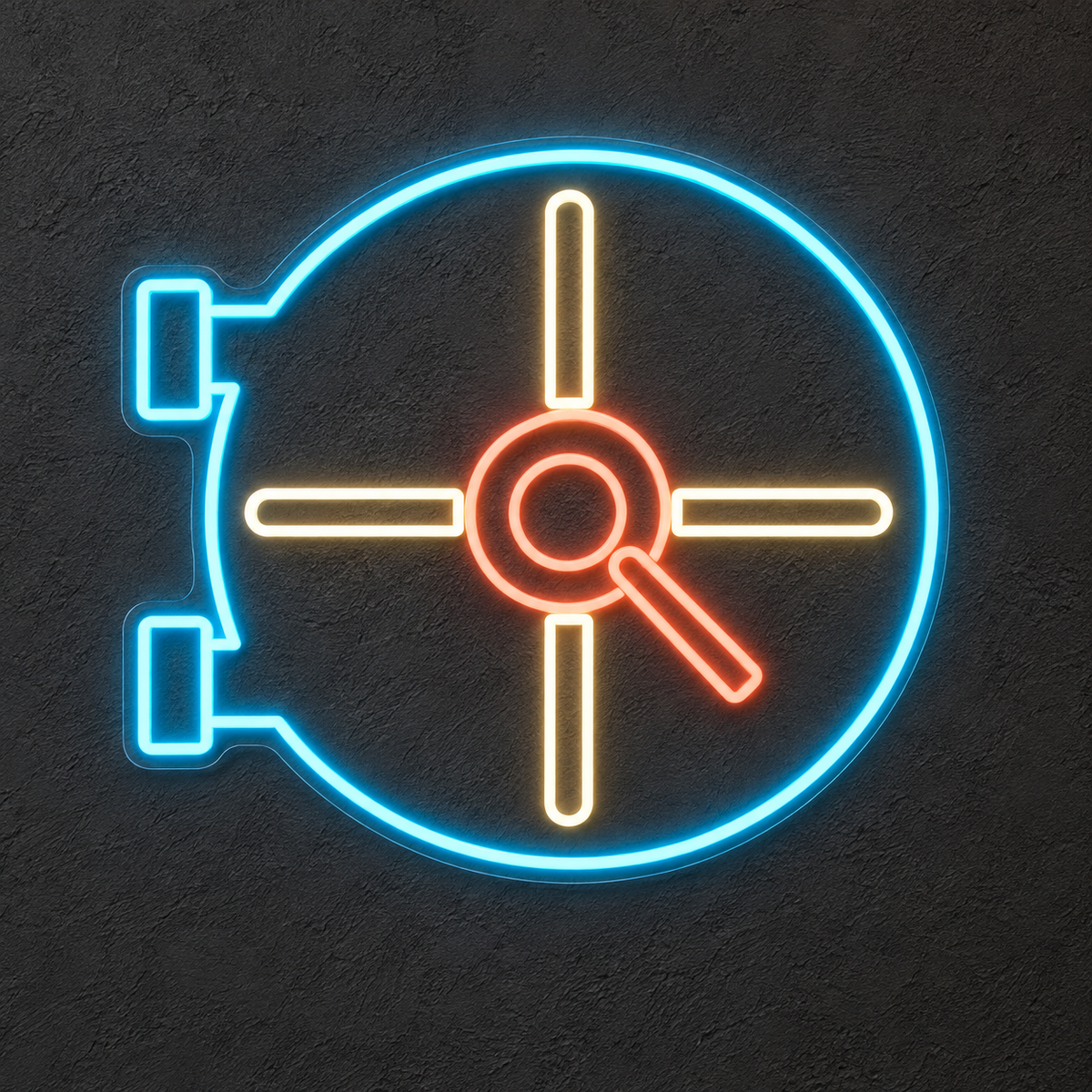 Vault Door & Radial Handle LED Neon Sign for Bank Branches - design reference