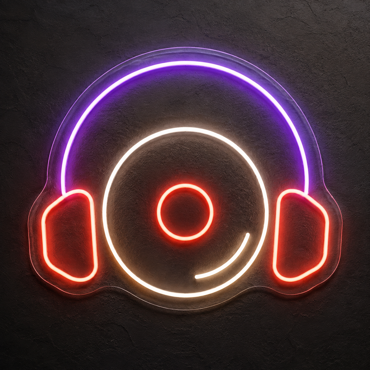 Vinyl Record and Headphones LED Neon Sign for Music Rooms - design reference