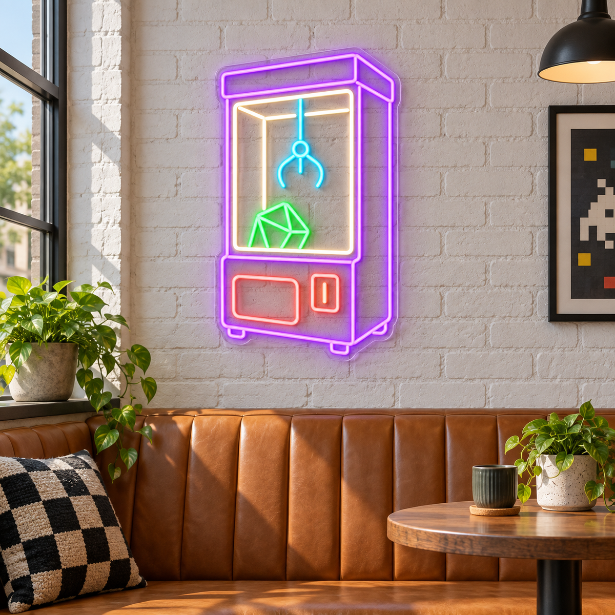Claw Machine LED Neon Sign for Arcades - interior setting