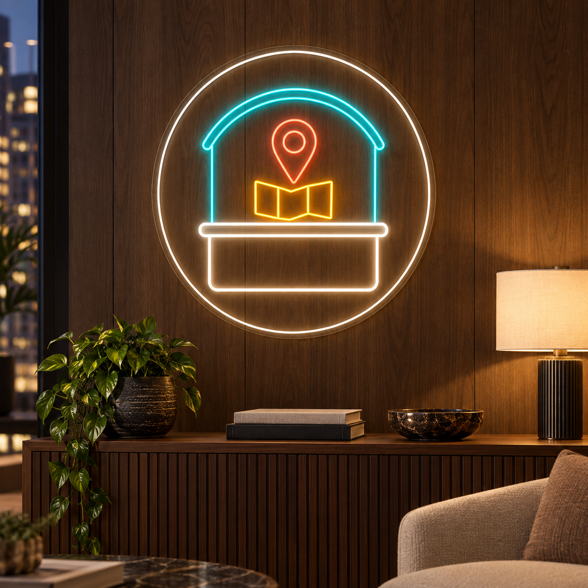 Visitor Kiosk & Map LED Neon Sign for Visitor Centers - interior setting
