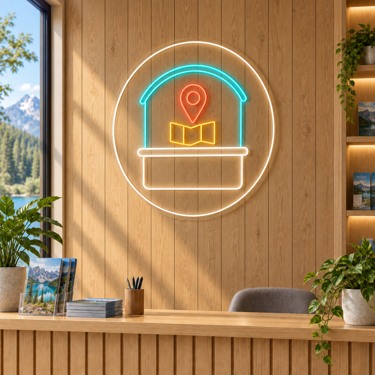 Visitor Kiosk & Map LED Neon Sign for Visitor Centers - interior setting