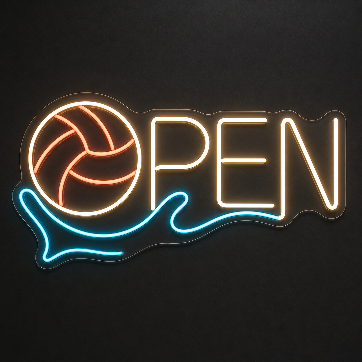 Water Polo Ball OPEN LED Neon Sign for Aquatic Shops - design reference