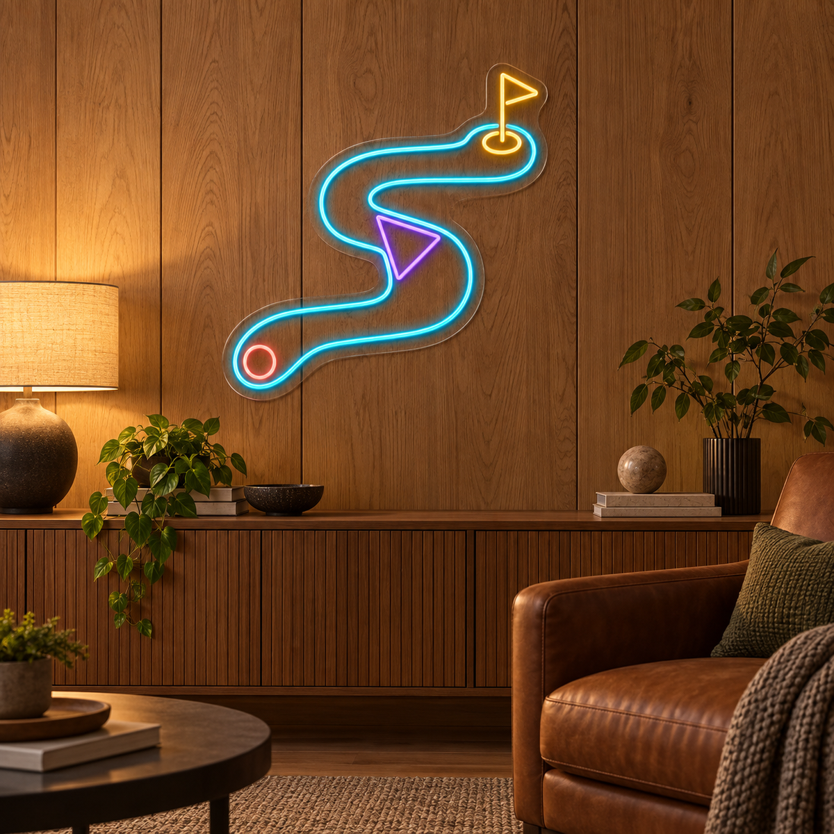 Winding Mini Golf LED Neon Sign for Mini Golf Venues - interior setting
