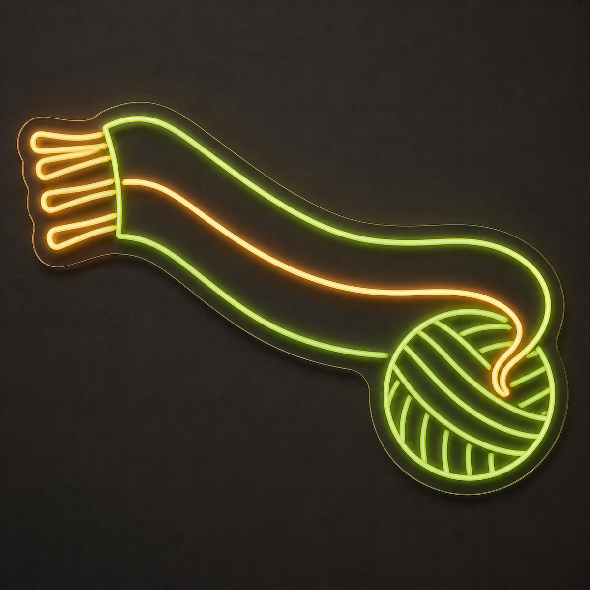 Yarn Ball and Scarf LED Neon Sign for Yarn Shops - design reference