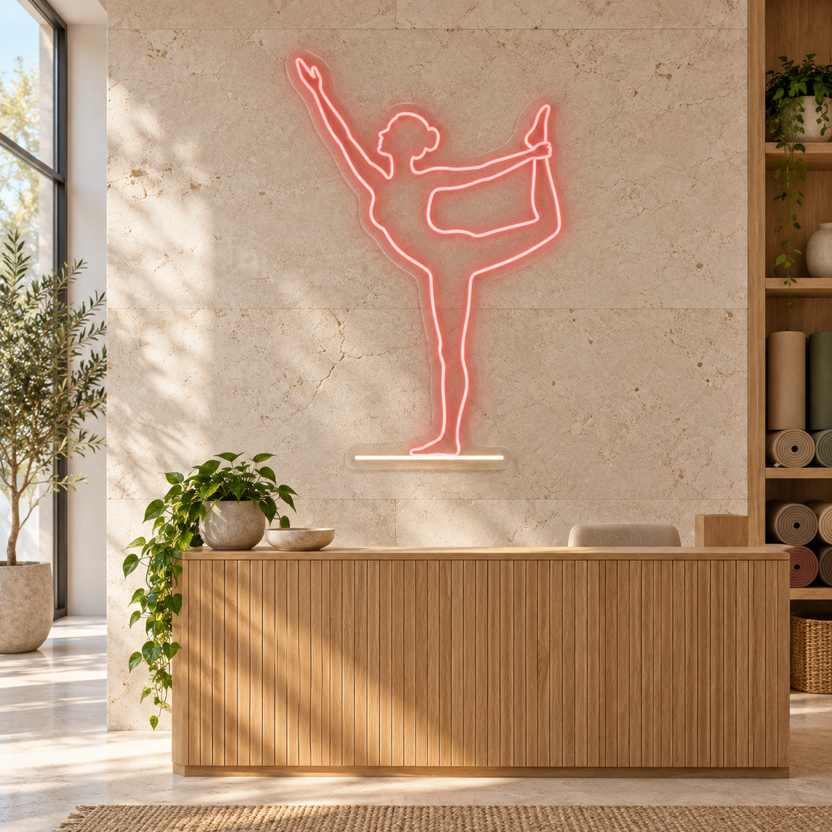 Dancer Pose LED Neon Sign for Yoga Studios - interior setting
