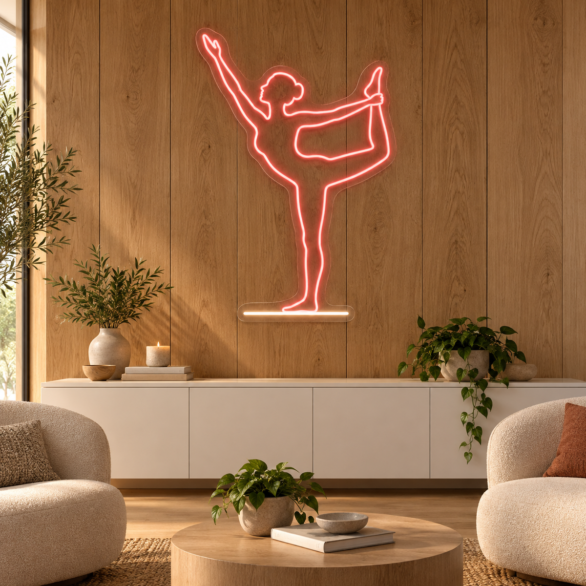 Dancer Pose LED Neon Sign for Yoga Studios - interior setting