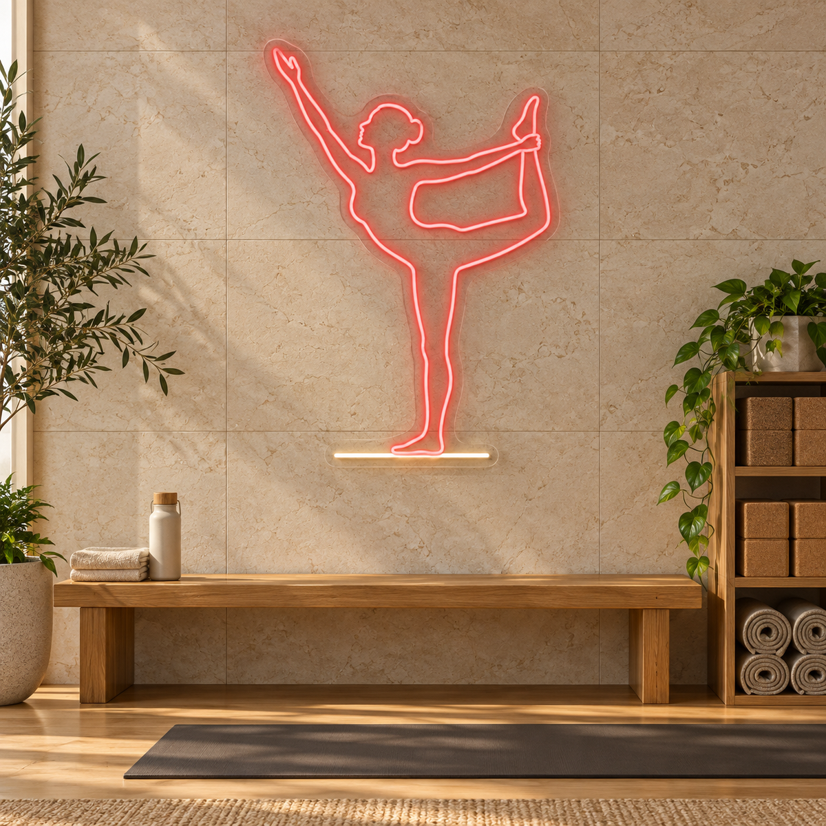 Dancer Pose LED Neon Sign for Yoga Studios - interior setting